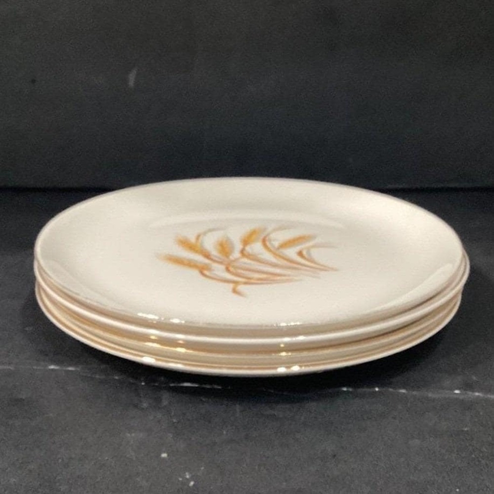 Homer Laughlin Golden Wheat Dinner Plates, Set of 4, Vintage Mid-Century Ceramic - Picture 9 of 11